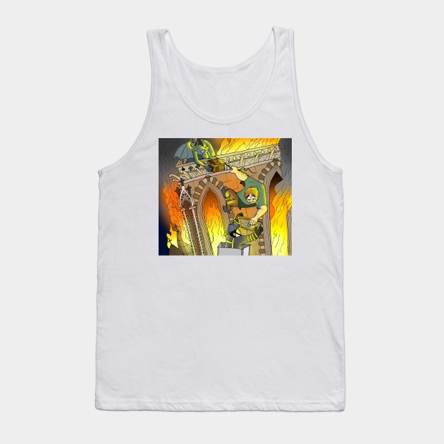 Notre Dame Burning Tank Top by Felipe.Makes.Cartoons